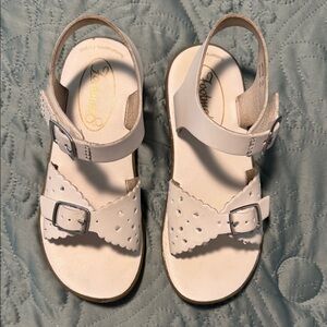 White Leather Buckle Sandals by Footmates